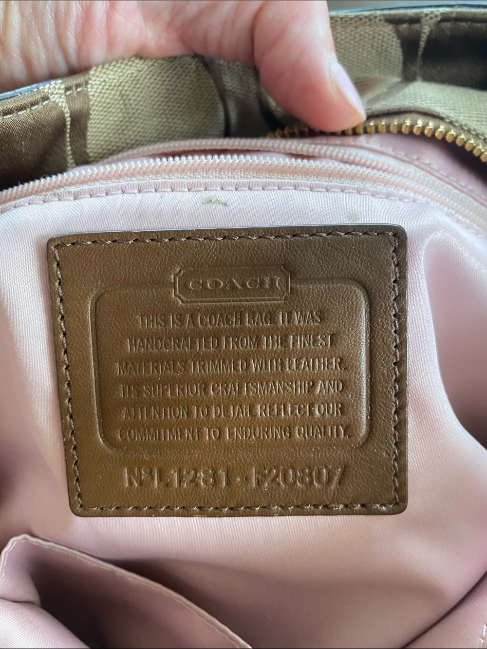 Coach Tan and Brown Signature Canvas Tote with Gold Hardware - Picture 4 of 12